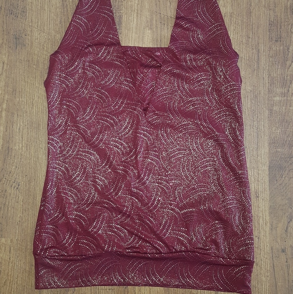 Vanity Glitter Maroon Halter sz S (runs big) EUC
